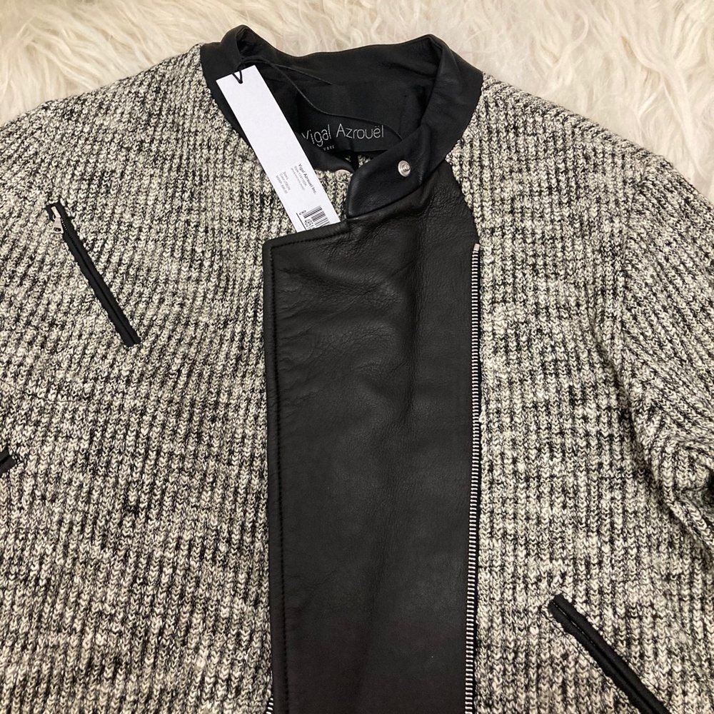 YIGAL AZROUËL Leather-Trimmed Knit Jacket - Picture 6 of 9